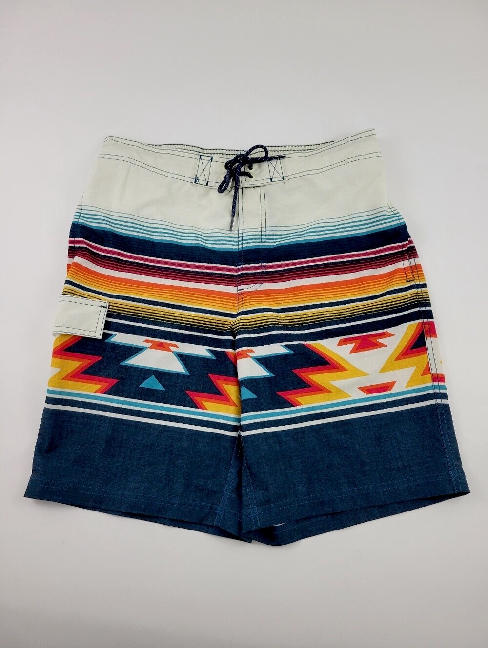 George Men's Navy Multicolor Aztec Stripe Swim Trunk With Pockets Shorts